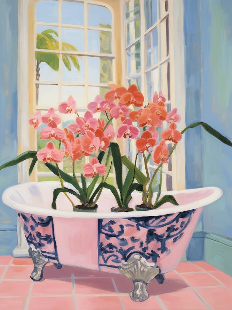 A Bathtube Full Of Orchid In A Bathroom 2
