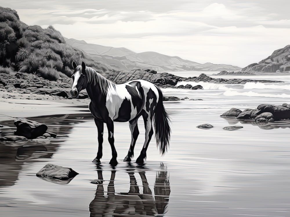 A Horse Oil Painting In Boulders Beach, South Africa, Landscape 4