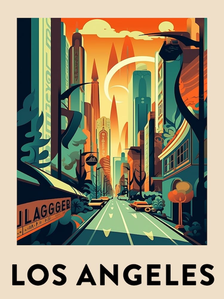 Los Angeles Vintage Travel Poster