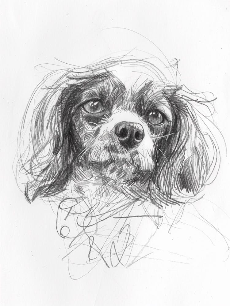 English Toy Spaniel Dog Charcoal Line 4