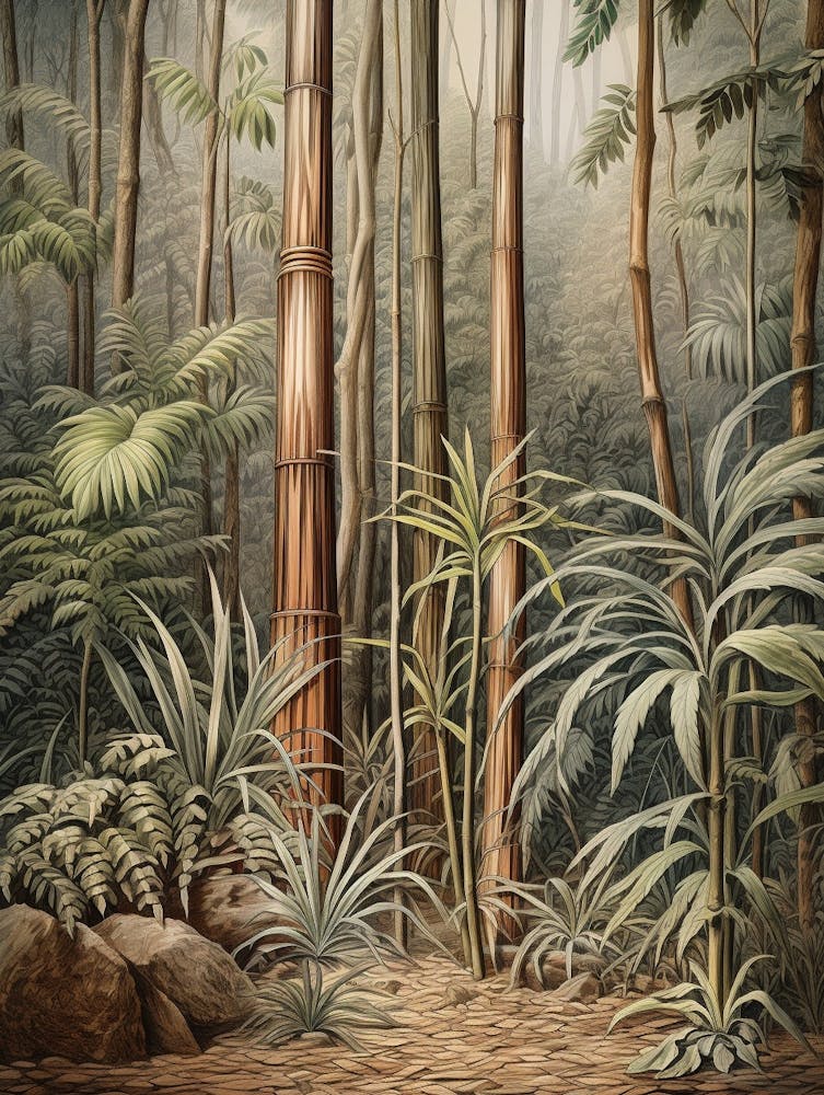 Vintage Jungle Botanical Illustration Bamboo 4