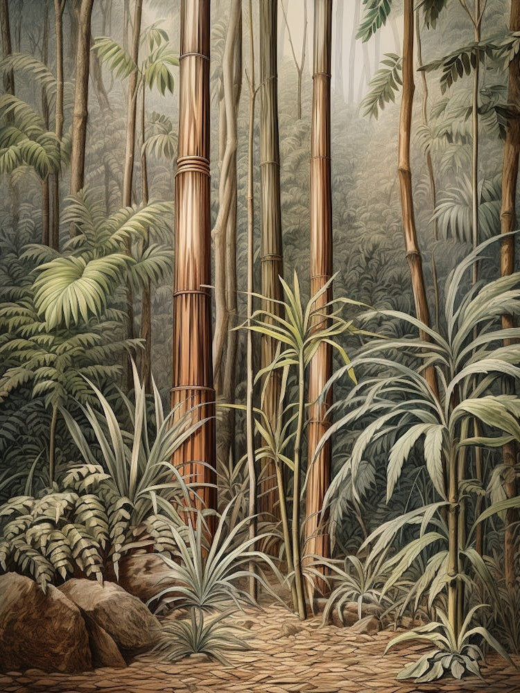 Vintage Jungle Botanical Illustration Bamboo 4