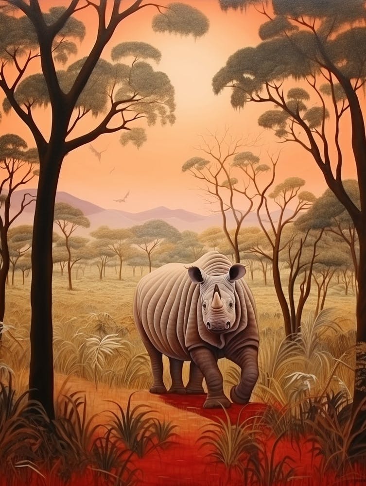 Rhinoceros In The African Savannah 4
