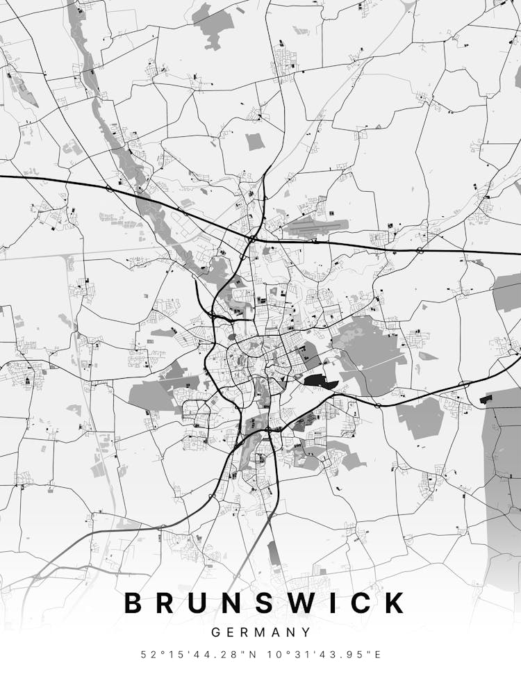 Brunswick Germany White Map