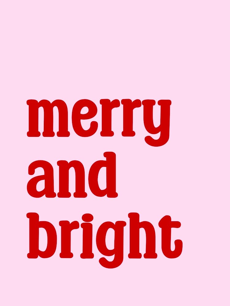 Merry And Bright Christmas Red and Pink