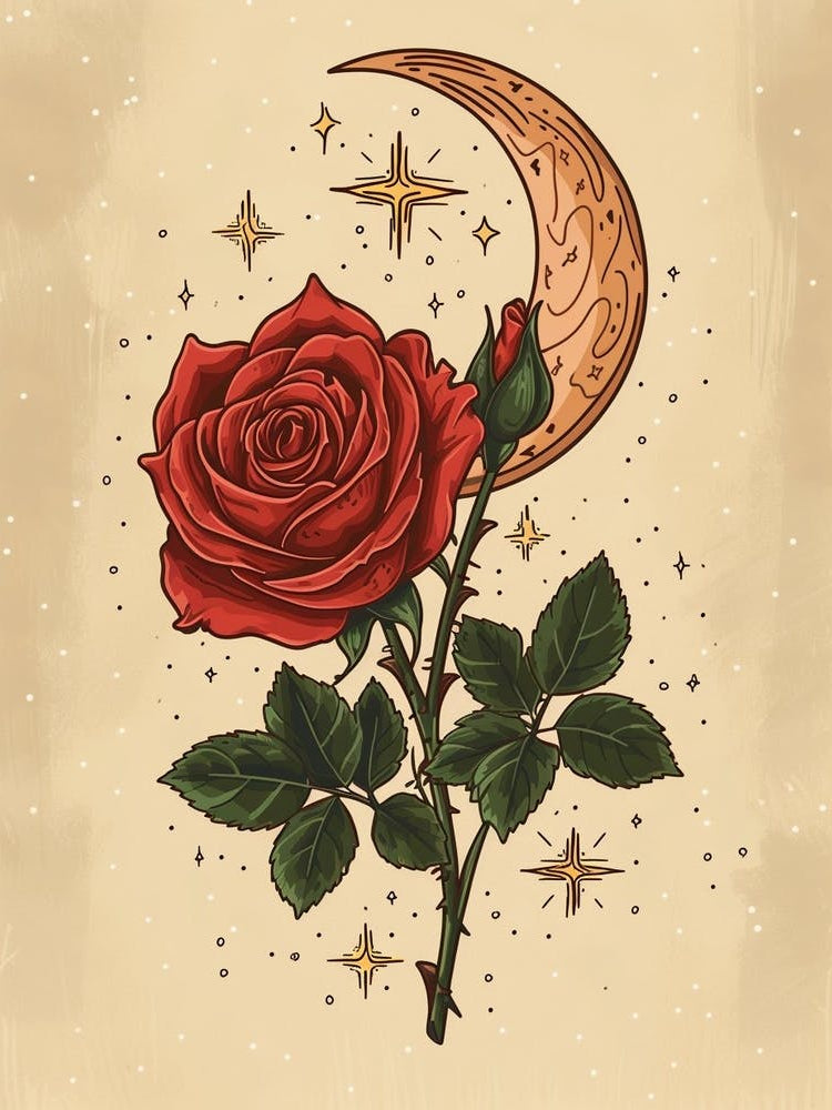 English Roses Painting Rose With The Moon 4