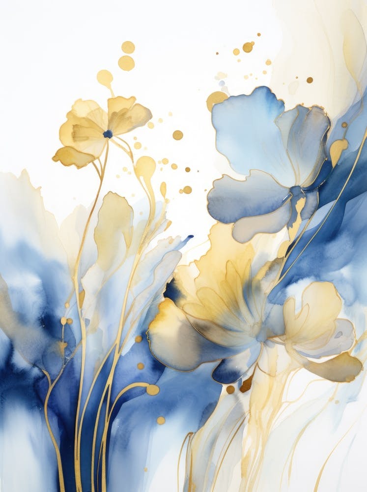 Blue And Gold Flowers 2