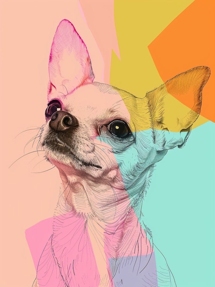 Chihuahua Dog Pastel Line Illustration  2