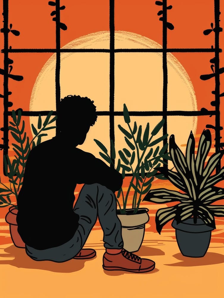 Silhouette Of A Man Sitting By A Window