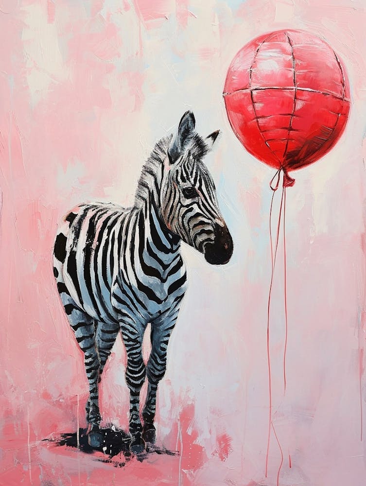 Cute Zebra 4 With Balloon
