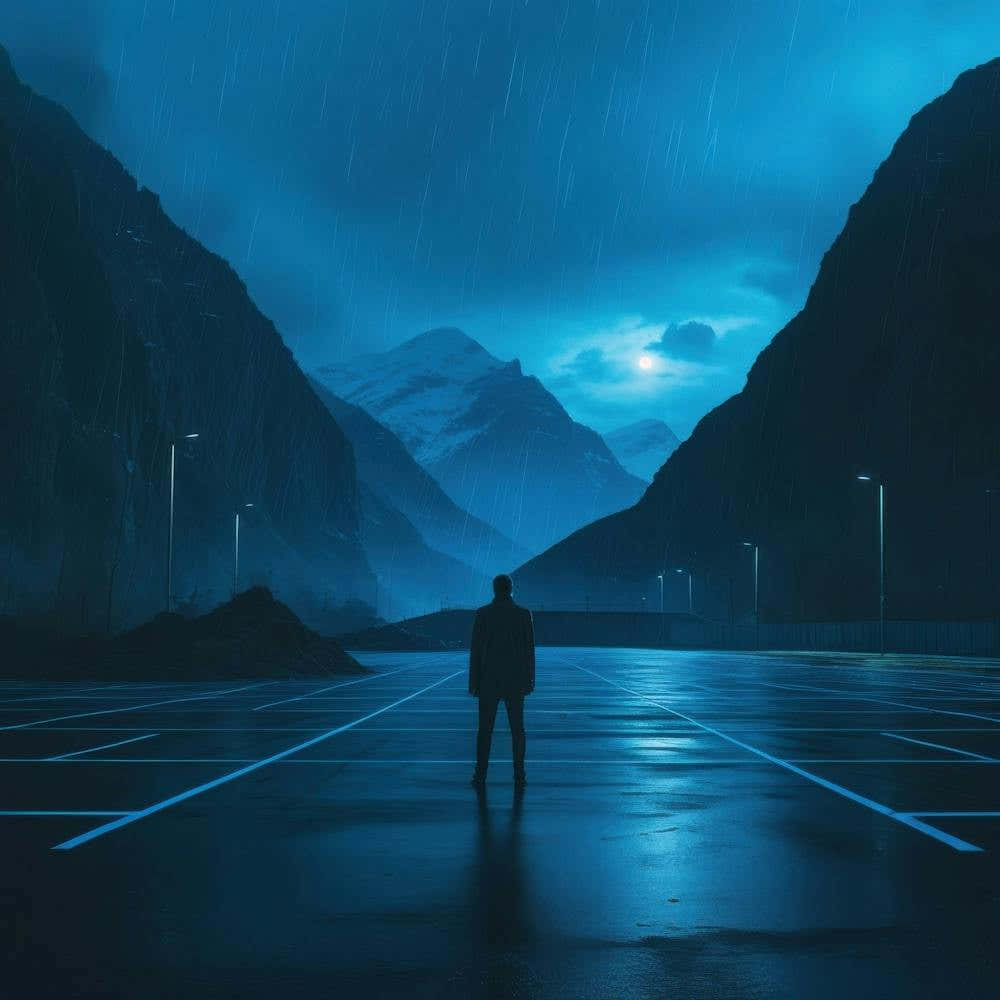 Man Standing Alone In The Dark