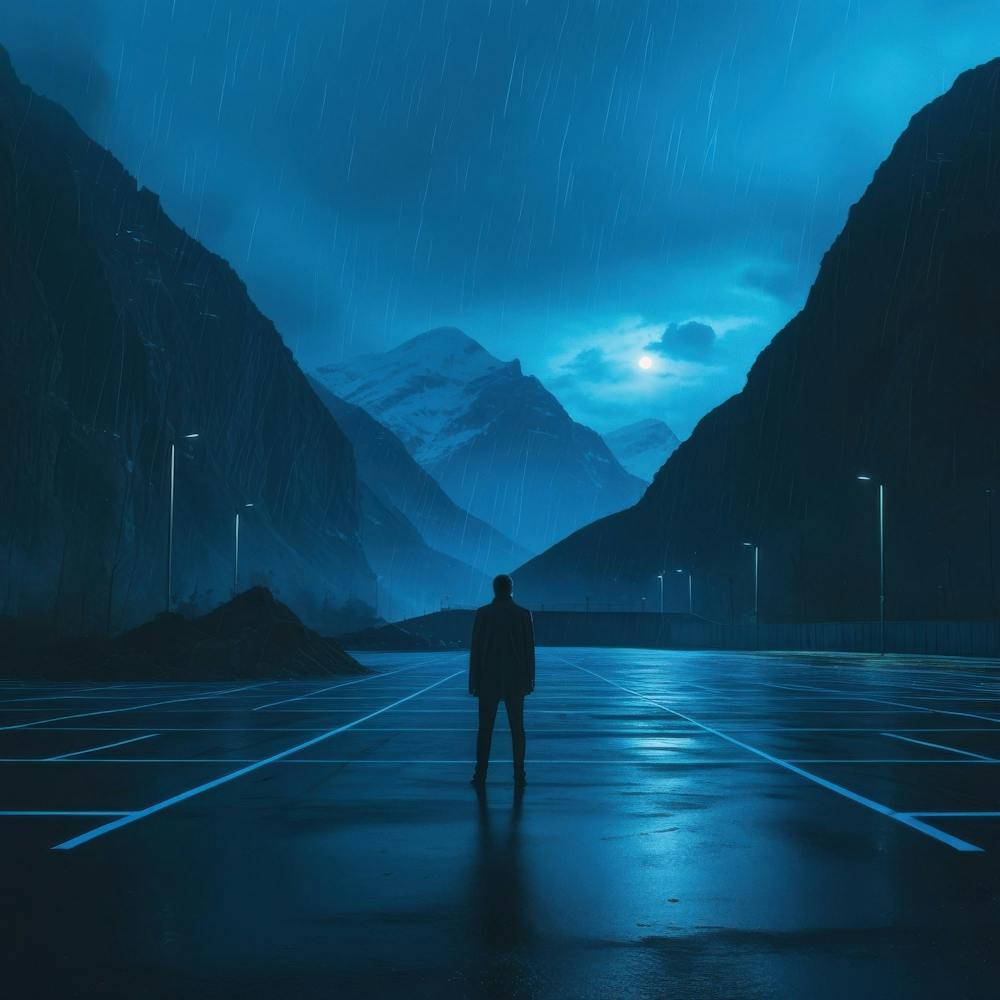 Man Standing Alone In The Dark