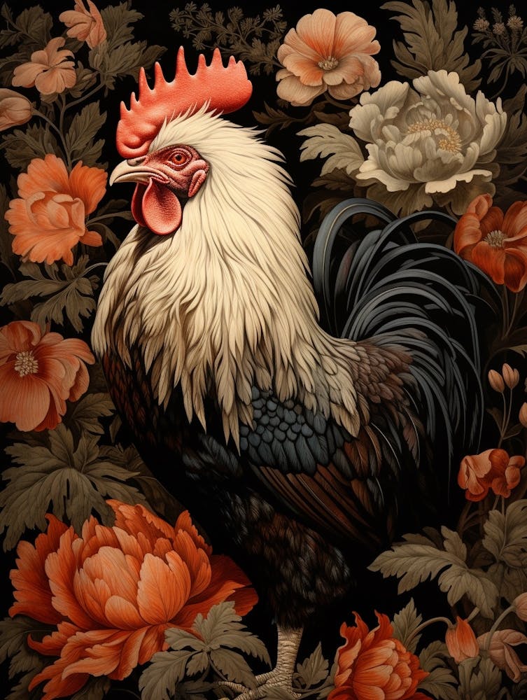 Dark And Moody Botanical Rooster 2