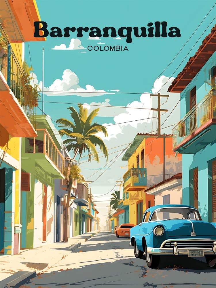 Barranquilla Columbia Streetview Modern Travel Art