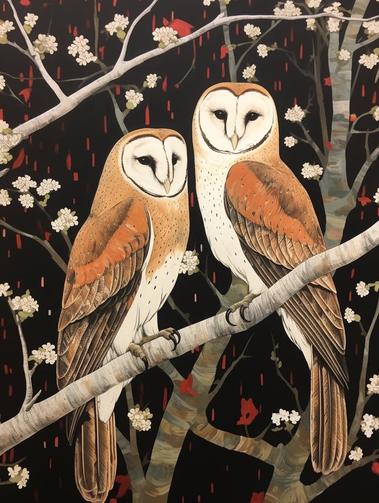 Art Nouveau Birds Poster Barn Owl 4