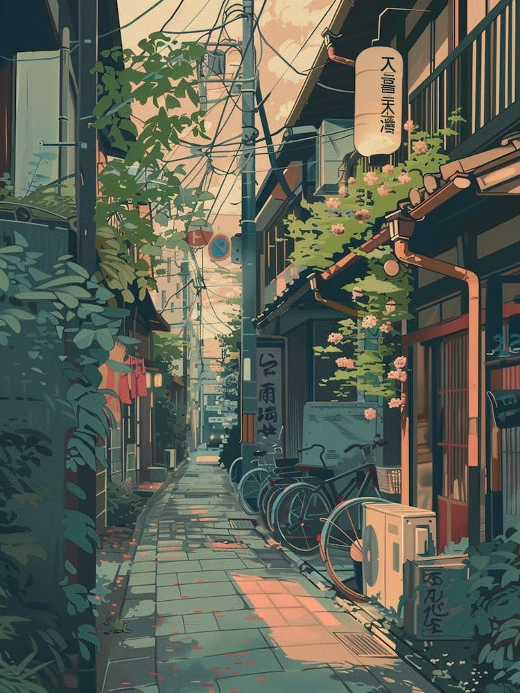 Tokyo Japan 6 Retro Illustration