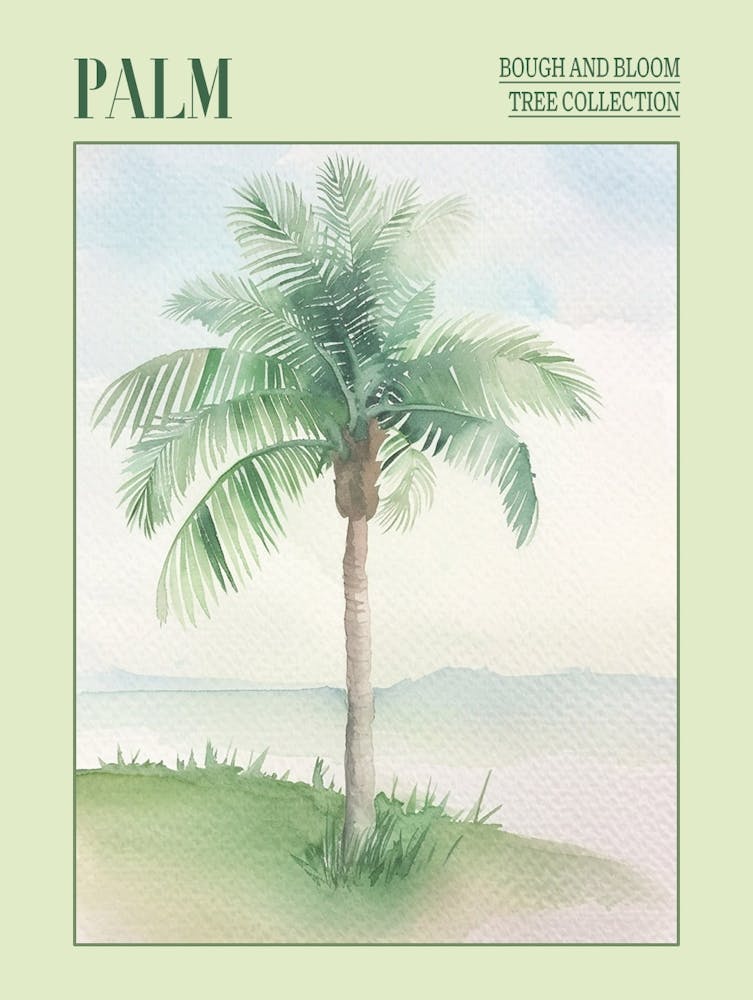 Palm Tree Atmospheric Watercolour Painting 3 Poster