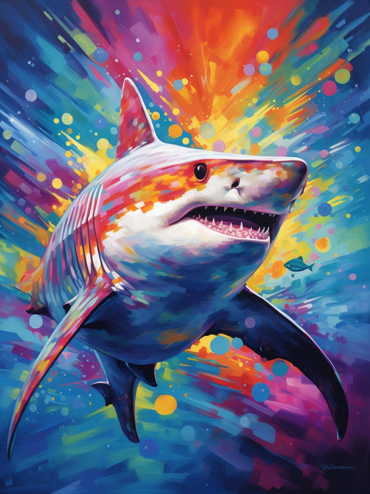  A Great Hammerhead Shark Vibrant Paint Splash 1