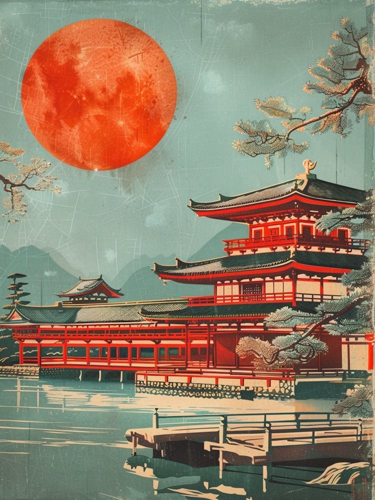 Traditional Castle Osaka Japan Mid Century Modern 1