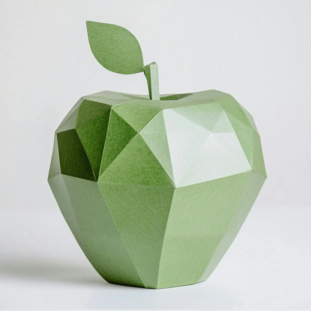 Une pomme en papier, isolée sur fond blanc
