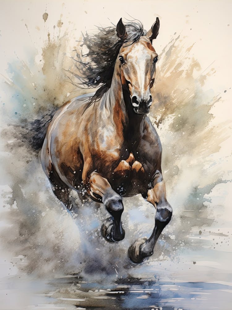 A Horse Painting In The Style Of Wet On Wet Technique2