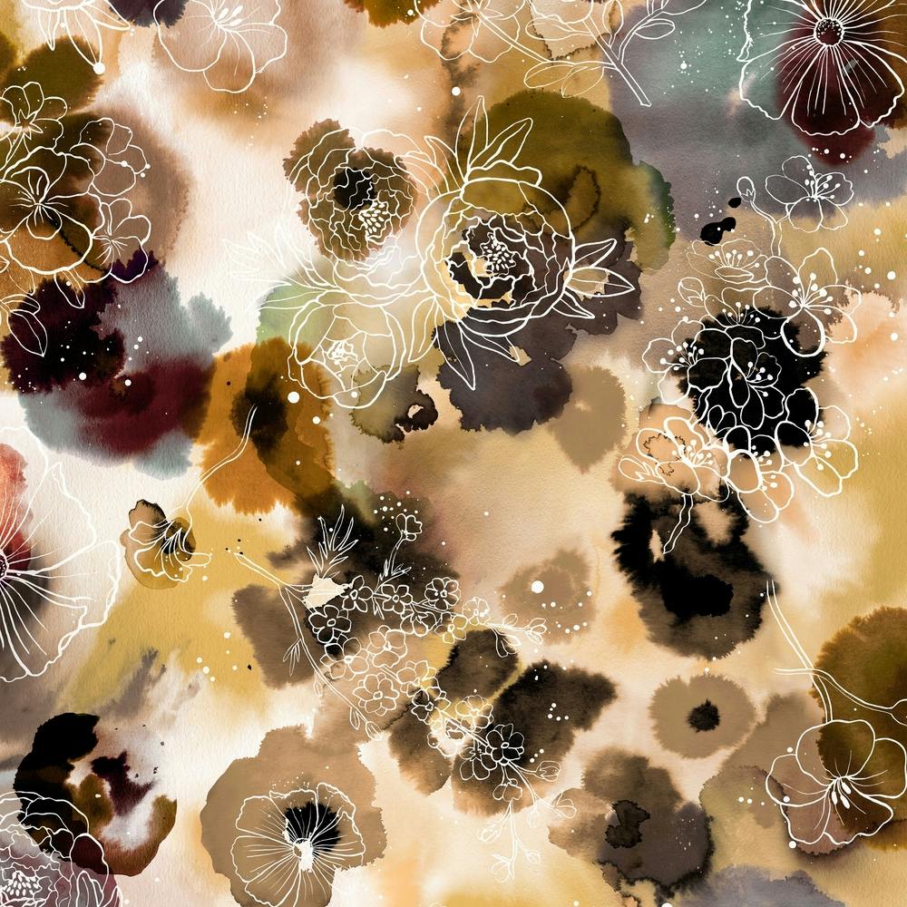 Wip Flowers Gold Square Line