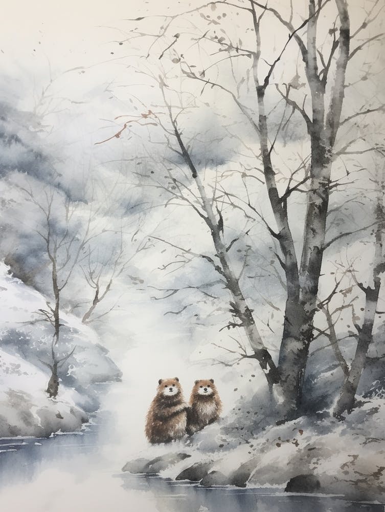 Winter Watercolour Otter