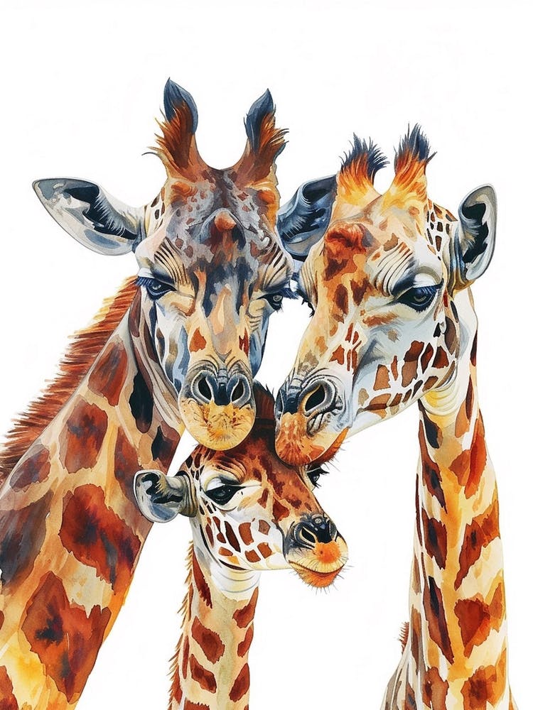 Giraffe Family Watercolour 2