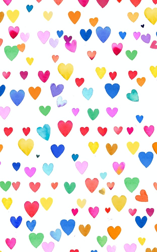 Multicolored Hearts Striped
