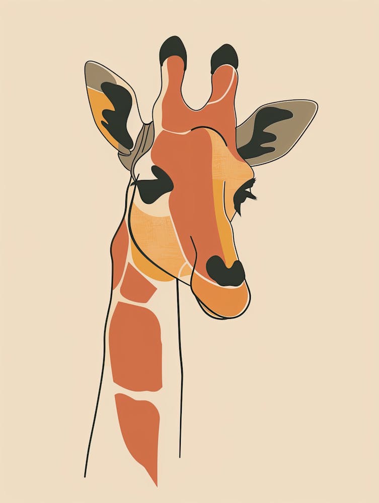 Giraffe - Boho, Line Art 7
