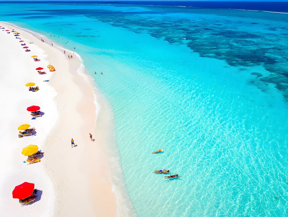 Aerial Tropical Beach Photography - Vibrant White Sand & Turquoise Ocean