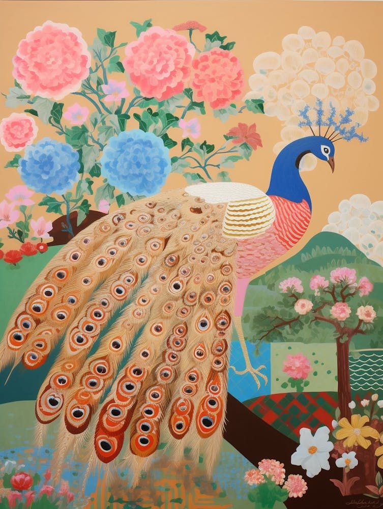 Maximalist Bird Painting Peacock 2