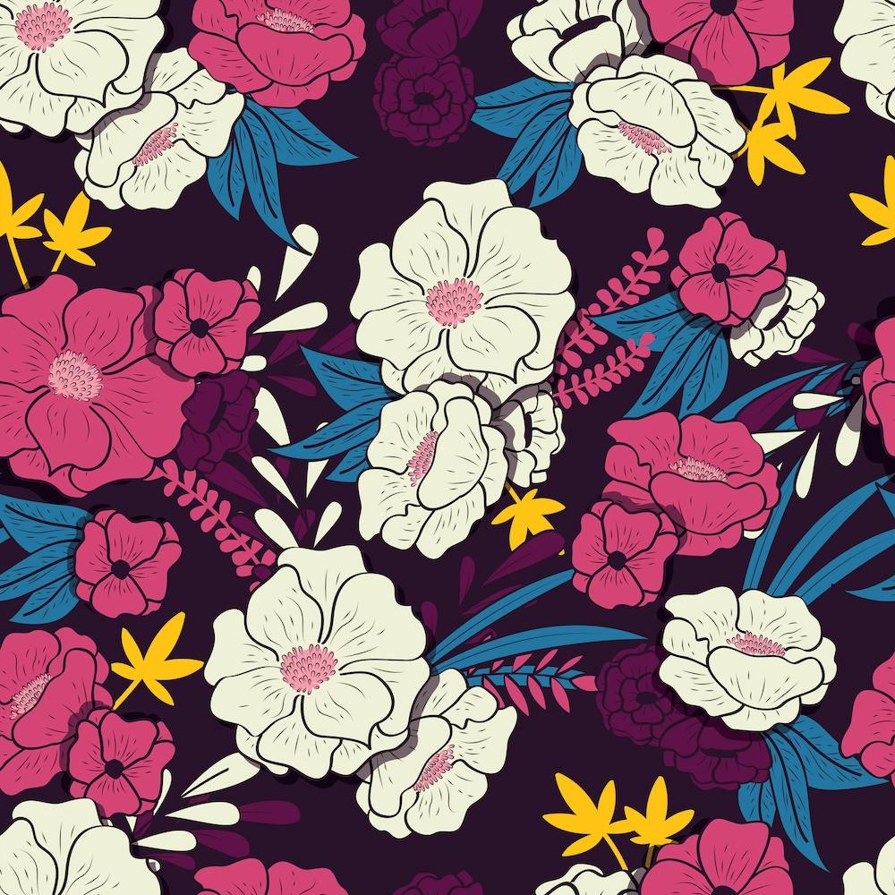 Rich Flower Pattern On Purple Square