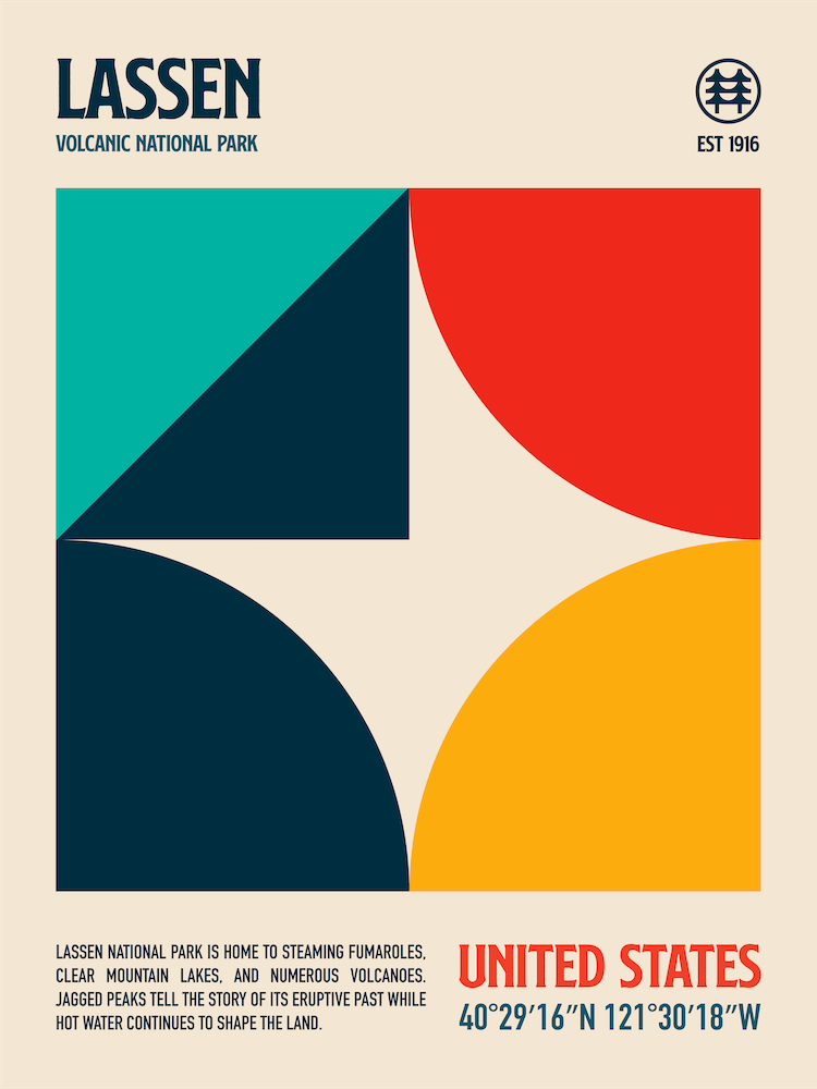 Lassen National Park Retro Travel Print