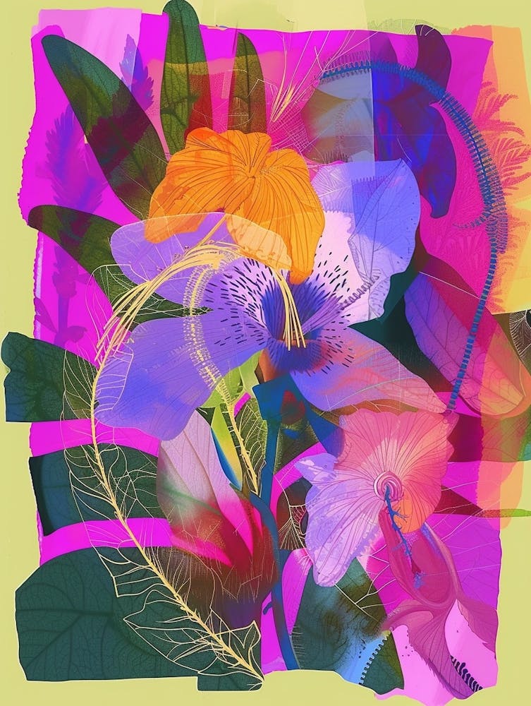 Lisianthus 4 Neon Flower Collage