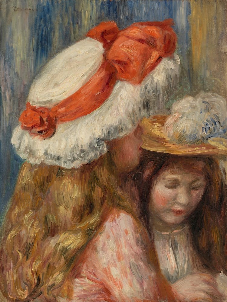 Girls With Hats, Pierre Auguste Renoir