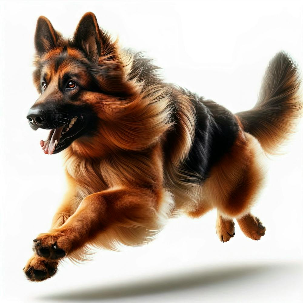 German Shepherd At Full Speed Long Shot White Background 1