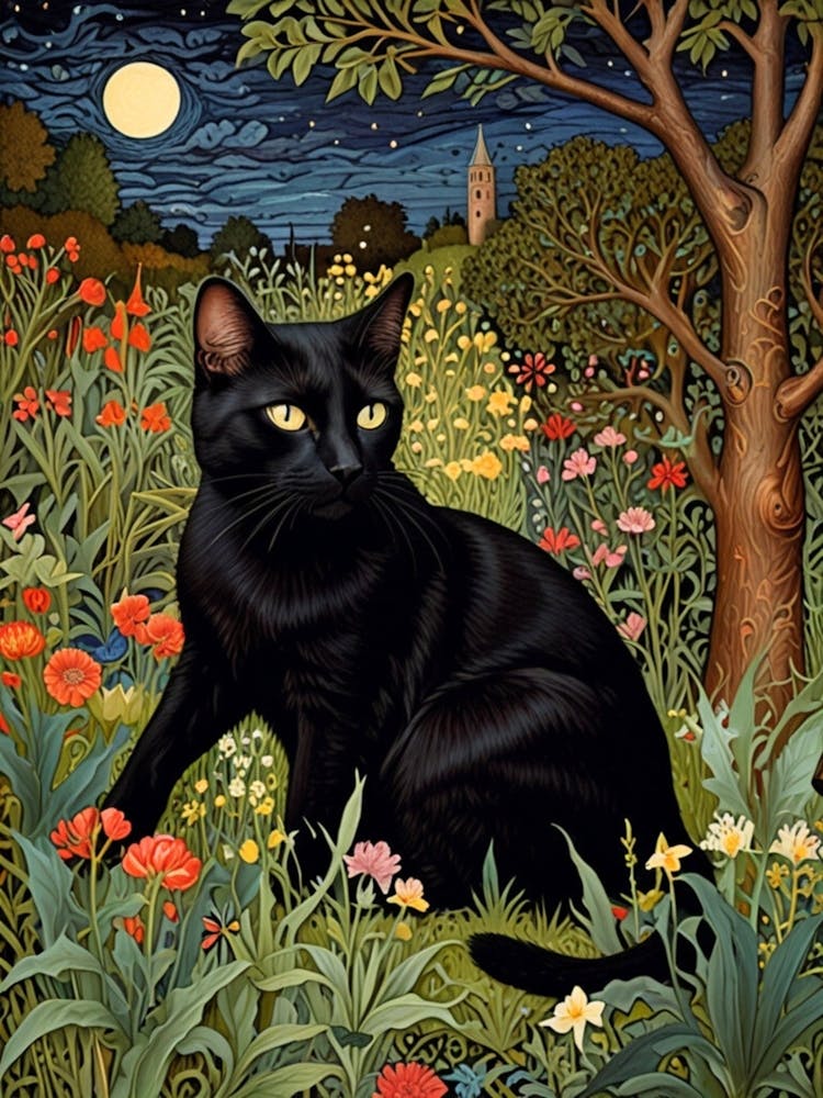William Morris Cat In The Meadow 2