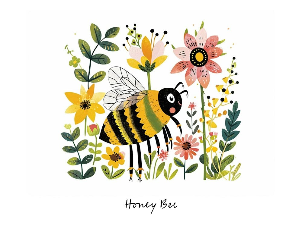 Petite Abeille Florale 1 Affiche