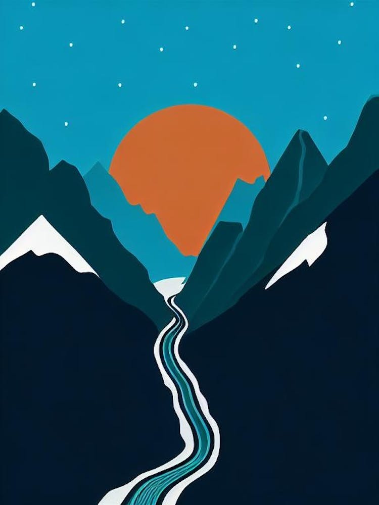 Cortina D'Ampezzo, Italy Modern Illustration Skiing Poster