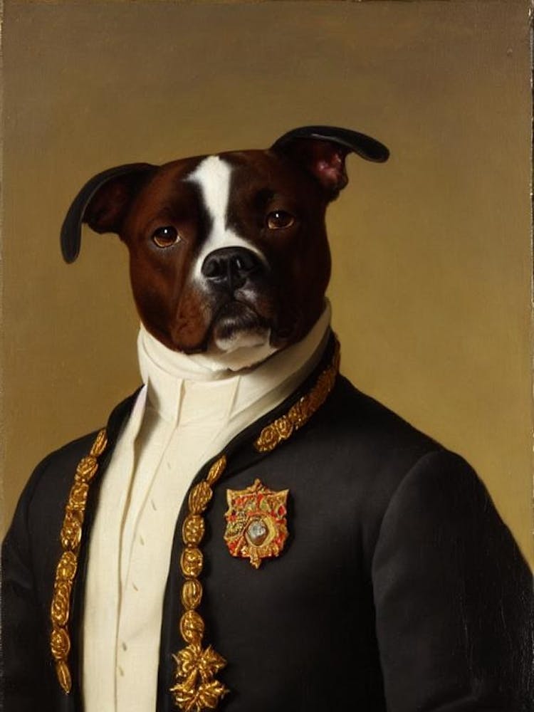 Staffordshire Bull Terrier Renaissance Portrait Oil Painting