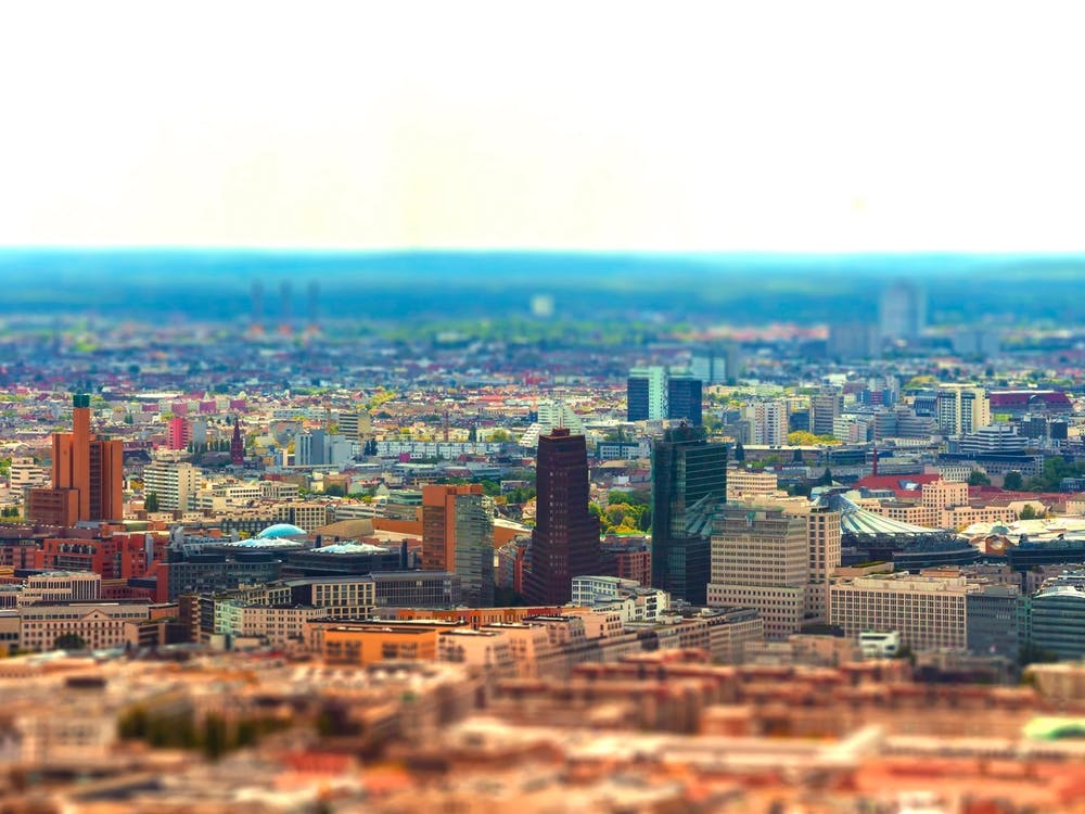 Aerial View Of Berlin Skyline With Colorful Buildings