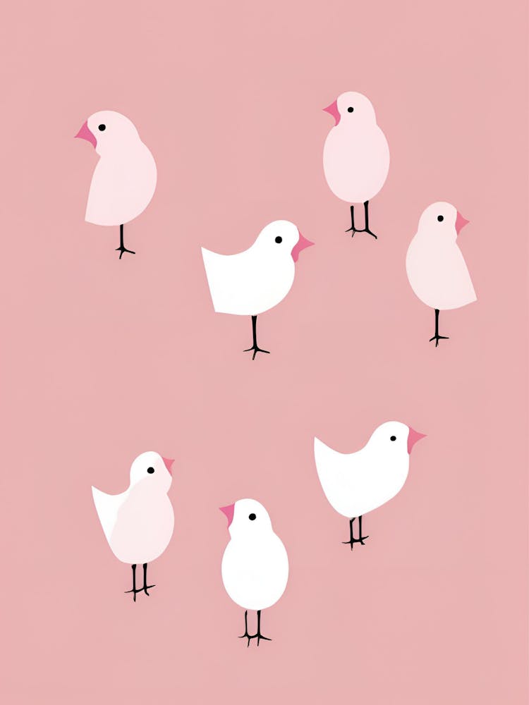 Little Birds On A Pink Background