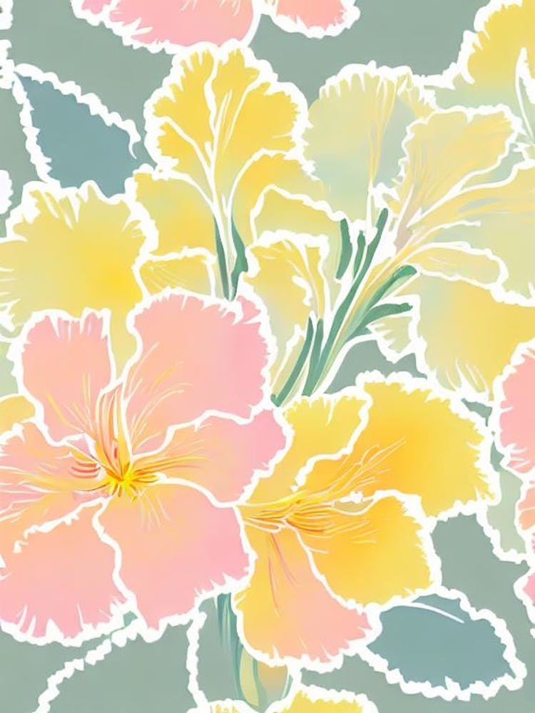 Gladioli Pastel Floral 3 Flower