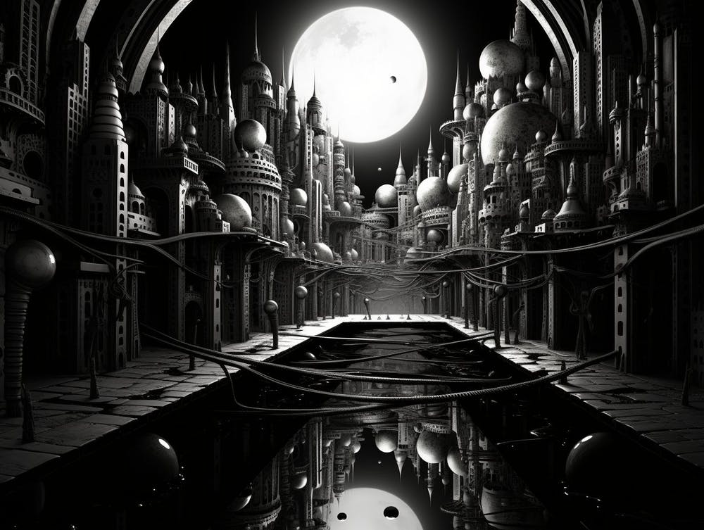 Parallel Universes Abstract Black And White 9