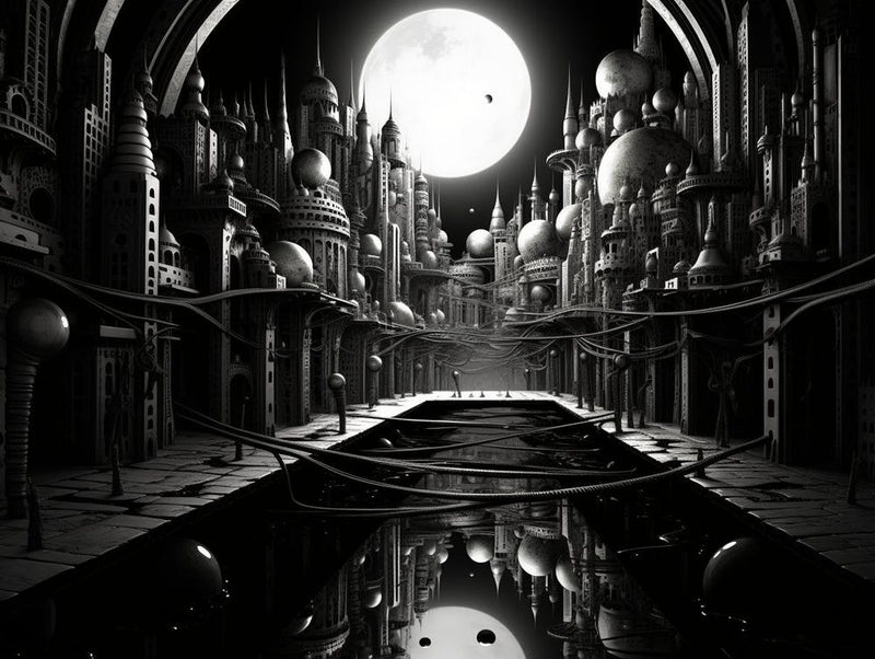 Parallel Universes Abstract Black And White 9