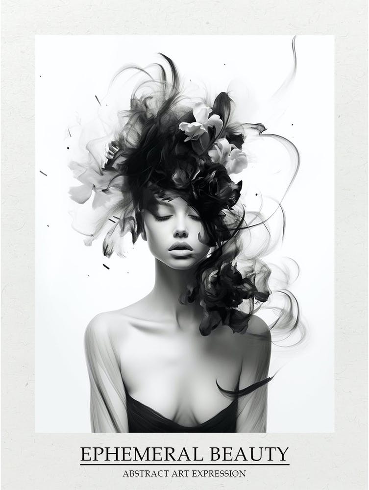Ephemeral Beauty Abstract Black And White 1 Poster