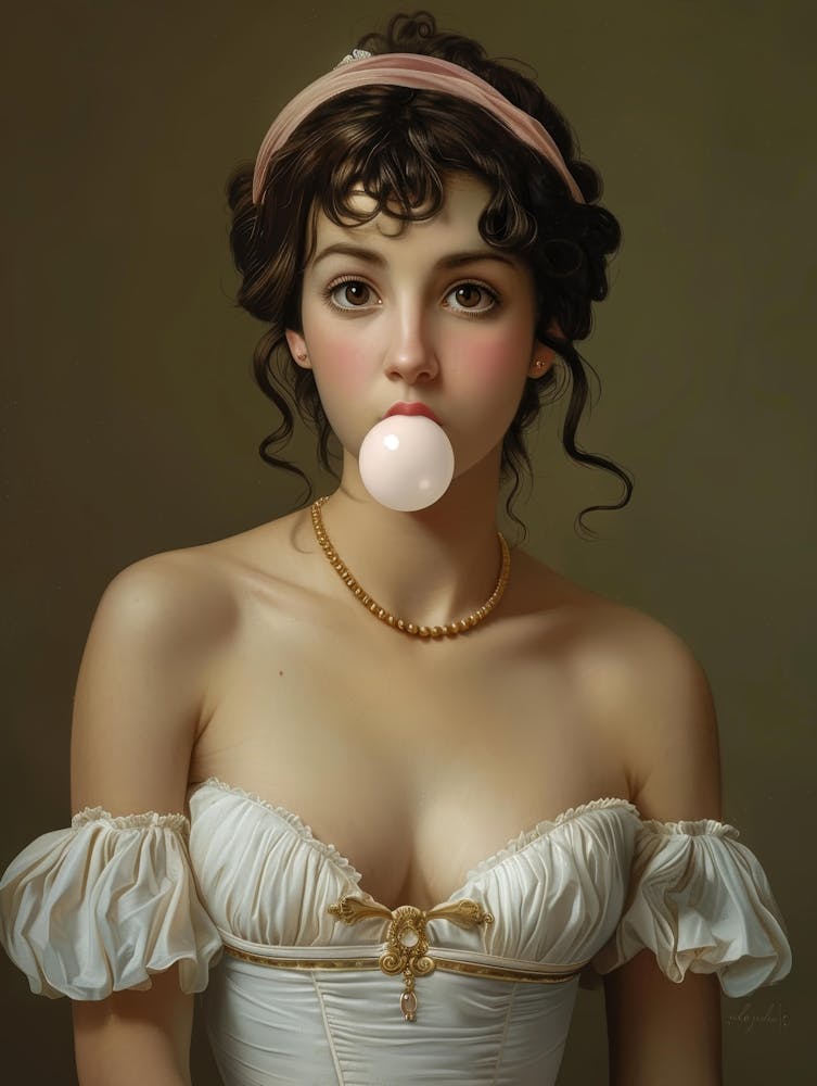 Victorian Woman Blowing Bubble Gum