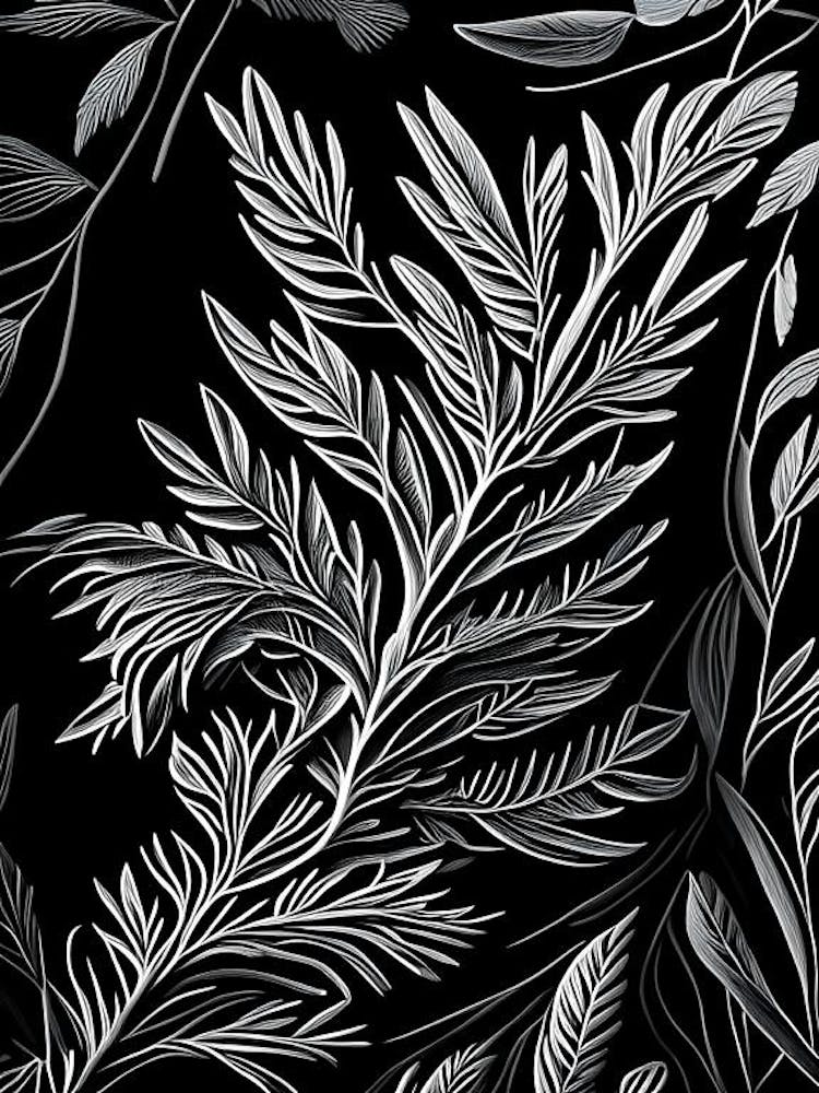 Rosemary Leaf Linocut 4