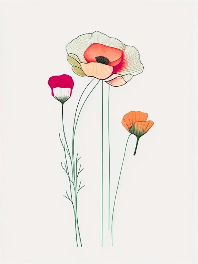 Ranunculus Floral Minimal Line Drawing 1 Flower